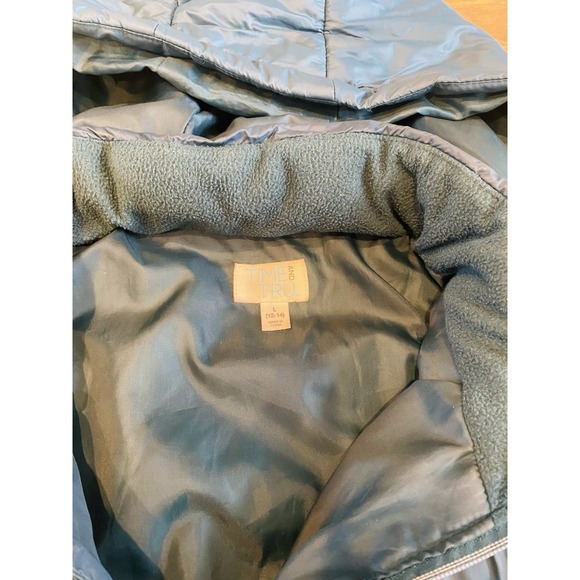 Time And True Puffer Jacket Women's Size L (12-14) Dark Teal w/ Removable Hood - Picture 4 of 5